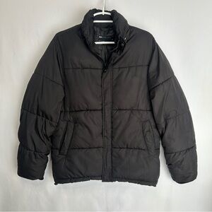 Asos Design Mock Neck Unisex Black Puffer Coat Drawstring Waist XS Chest 36 in